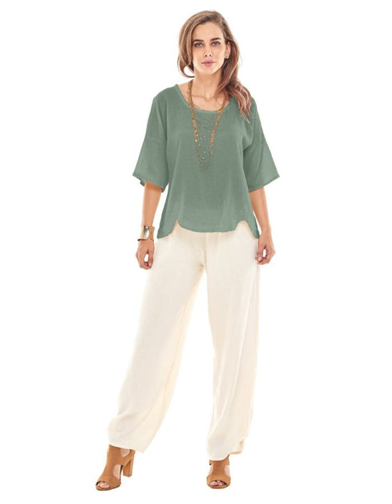 Oh My Gauze Scallop Top